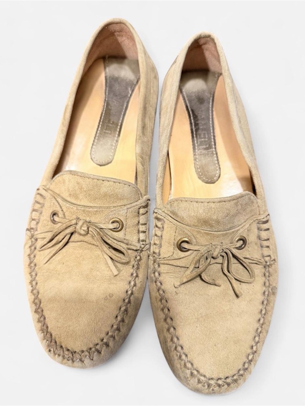 Vaneli Beige Olive Suede Moccasin Loafers
